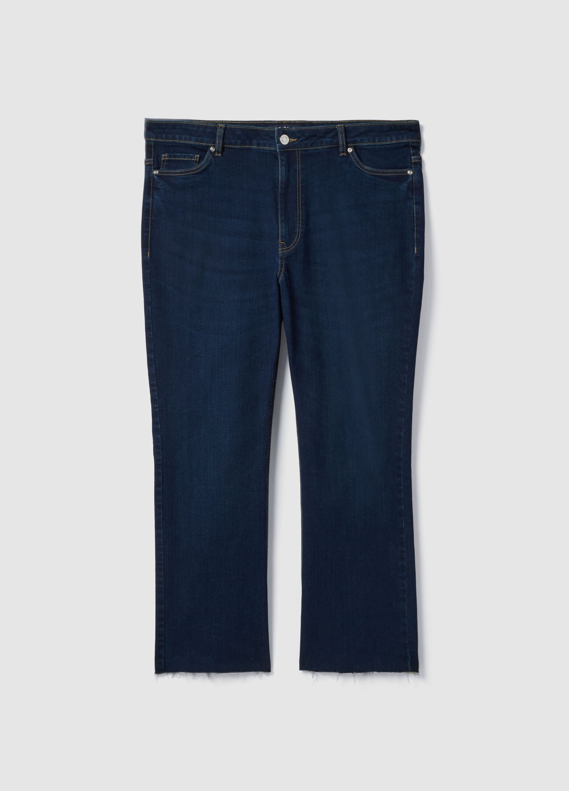 Blue stretch flare cut jeans