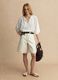 White cotton denim wide leg shorts_0