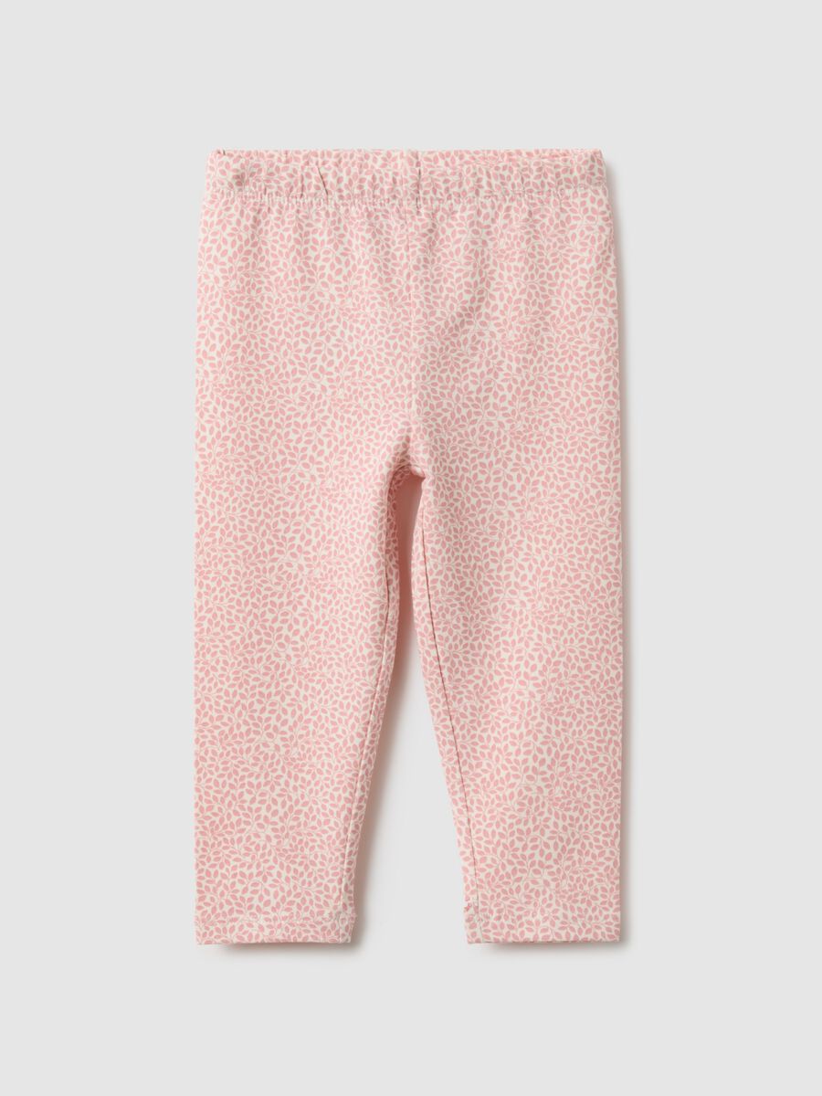 Leggings in cotone elasticizzato rosa slim fit per bimba_0