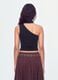 Black stretch top with asymmetric neckline and draped band_3