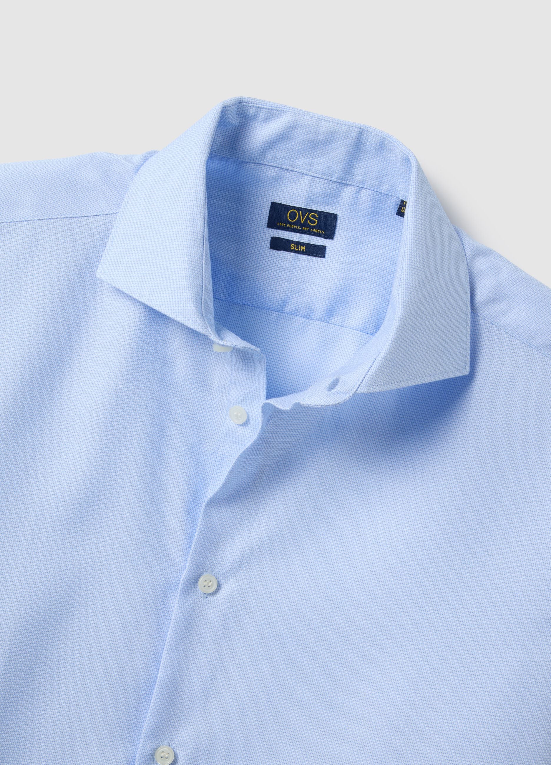 Light blue shirt with French collar in pure cotton slim fit