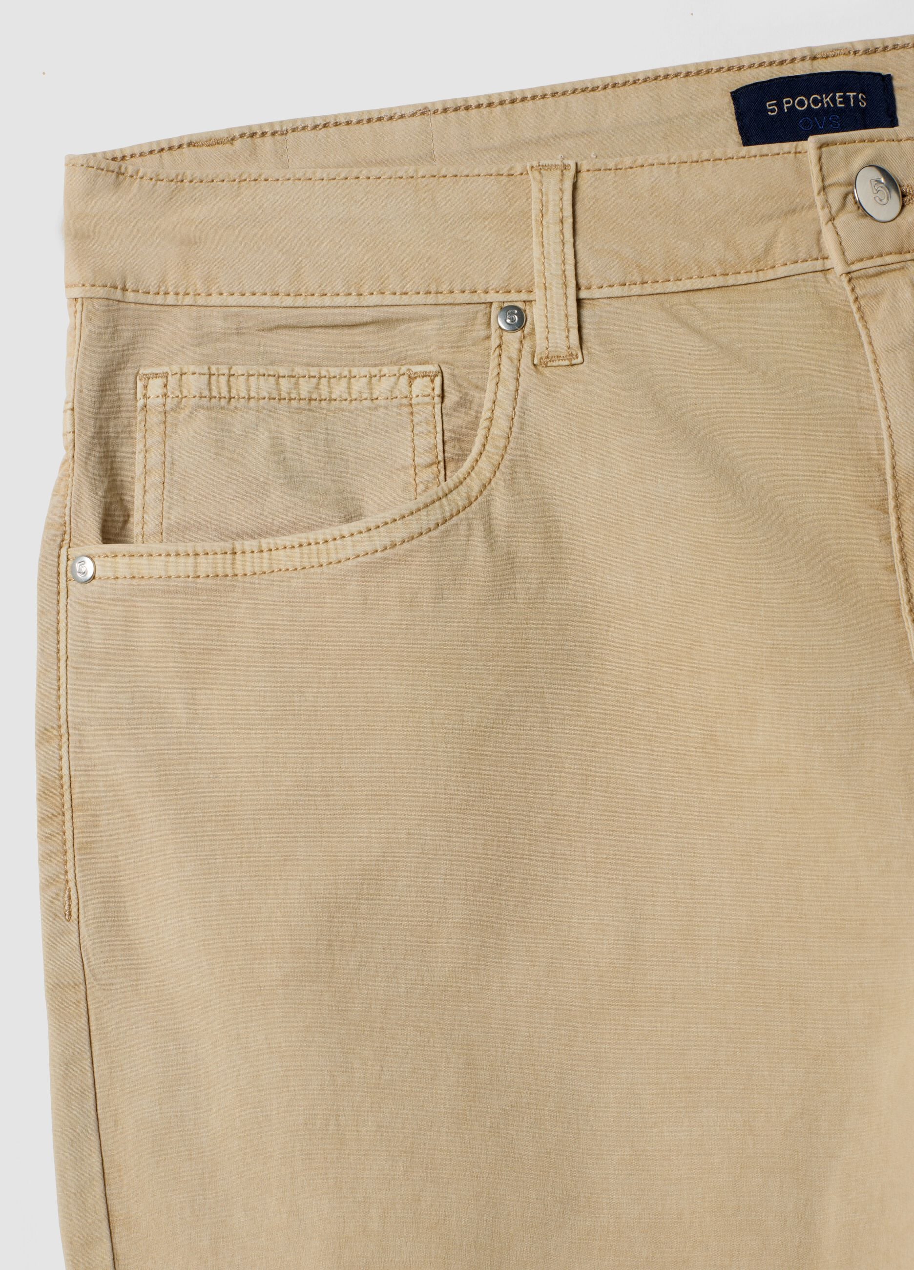 Beige stretch-cotton Bermuda shorts, regular fit