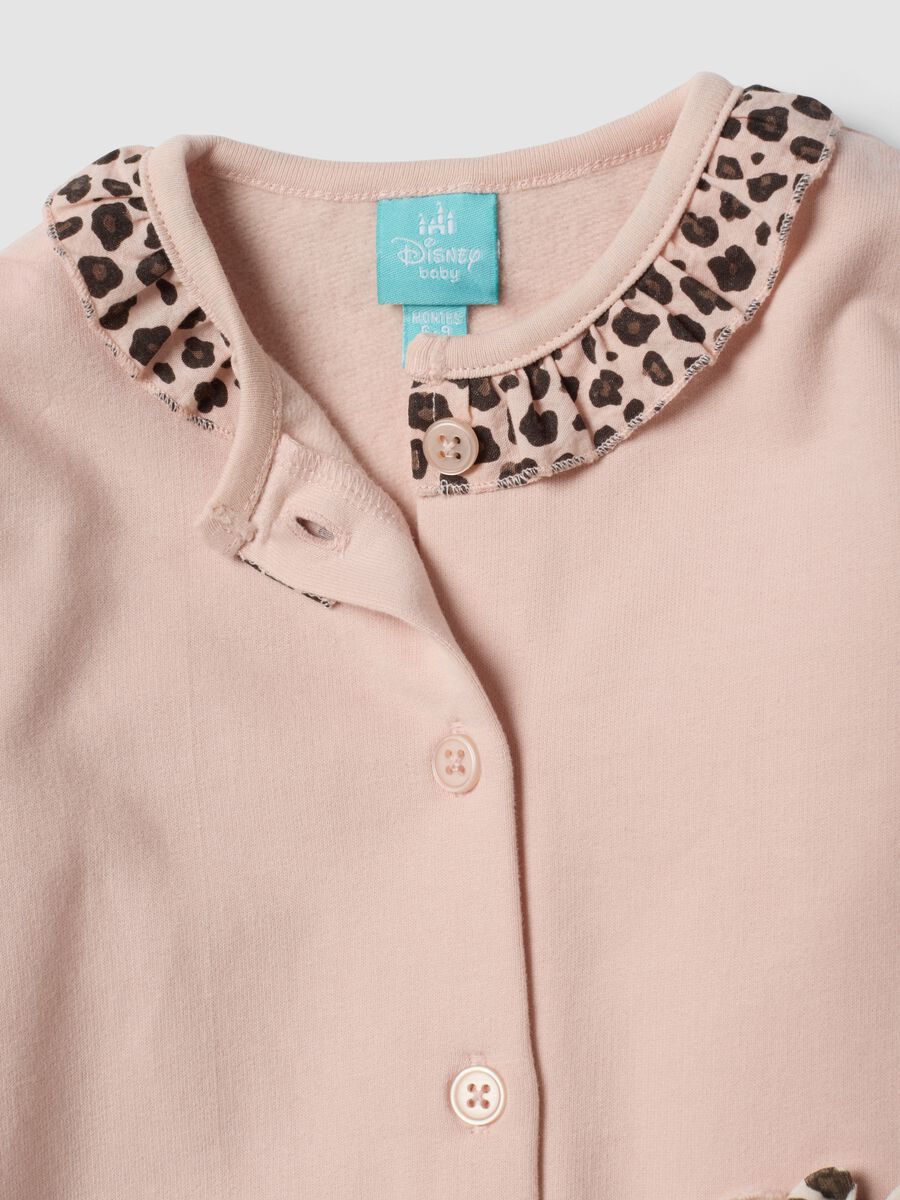 Pink organic cotton sleepsuit with ruffled collar and Minnie embroidery_2