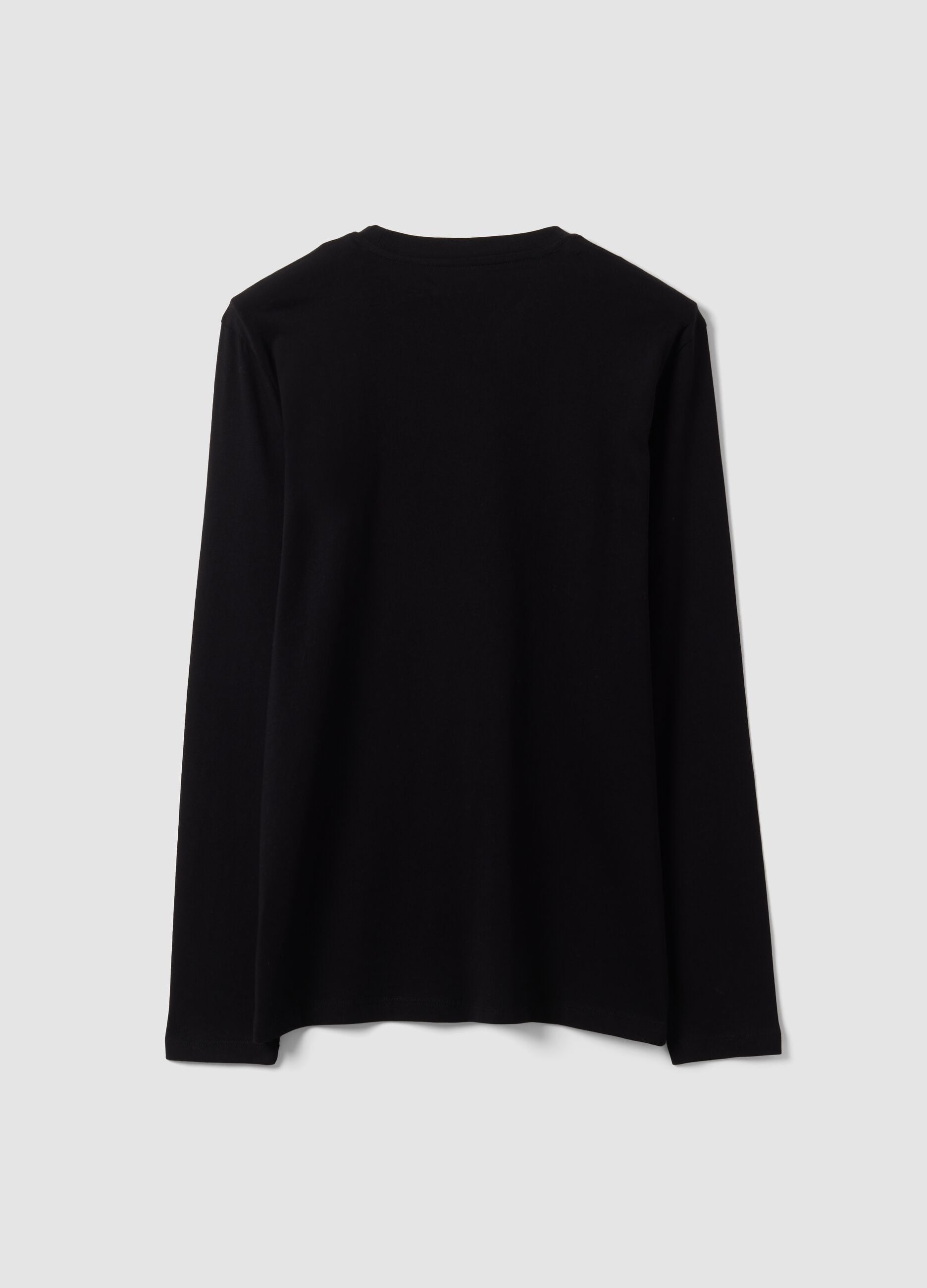 Black long-sleeve crew-neck T-shirt in 100% organic cotton