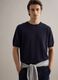 T-shirt a maniche corte in misto cotone, lino e seta blu regular fit_0