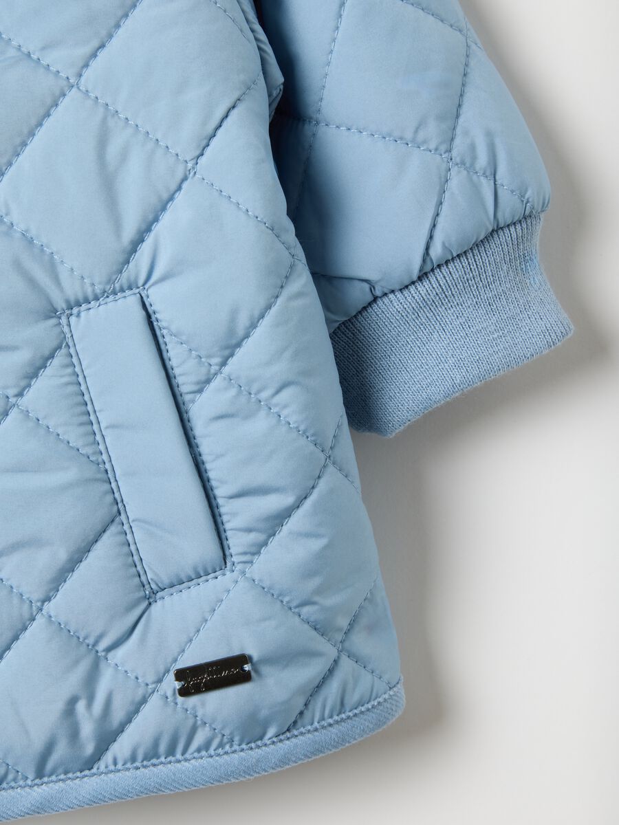 Regular fit blue quilted baby jacket_2