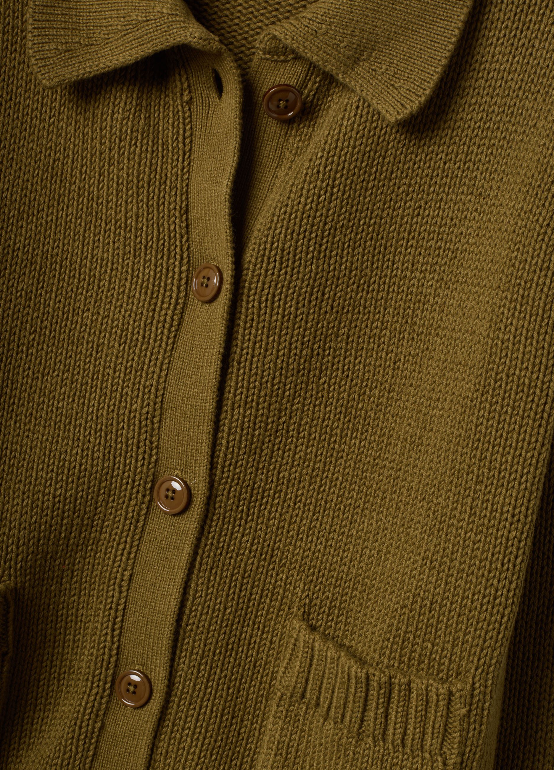 Green pure cotton cardigan with buttons, regular fit