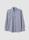 Blue pure cotton striped shirt with French collar, slim fit, non-iron_4