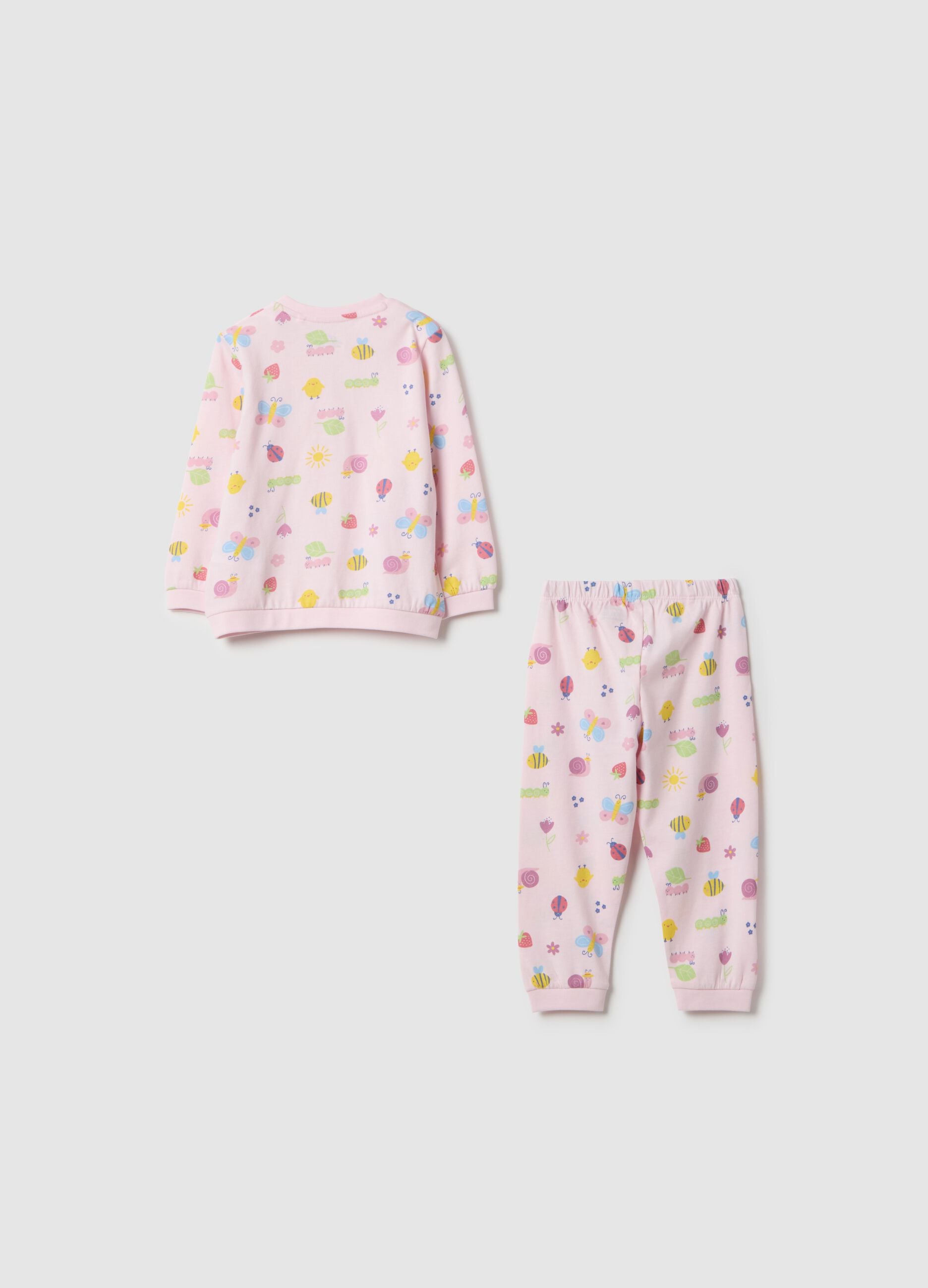 Pigiama rosa da neonata in puro cotone regular fit con stampe