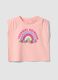 Pink pure cotton vest top with rainbow print_0