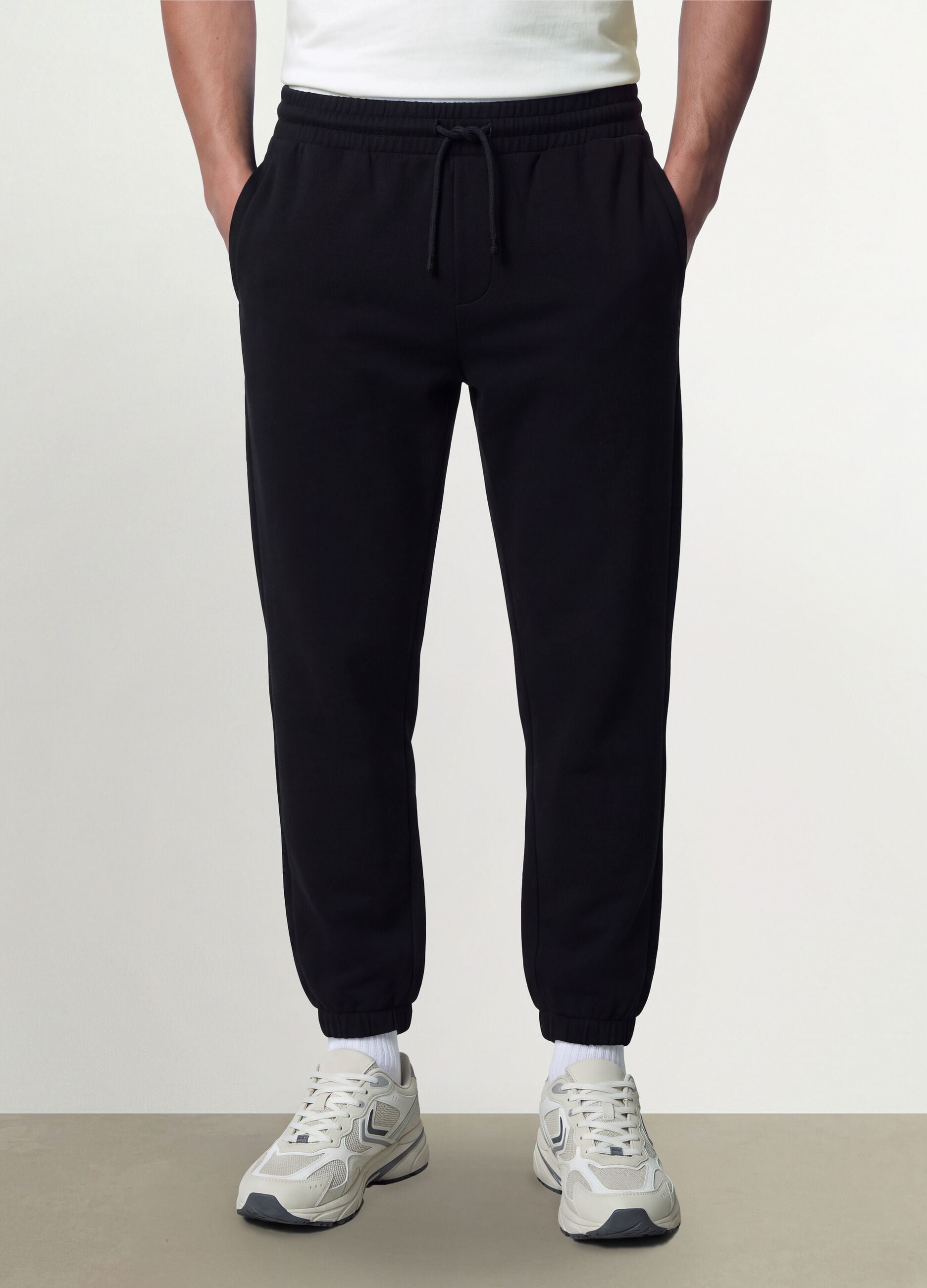 Black cotton-blend jogger trousers, regular fit