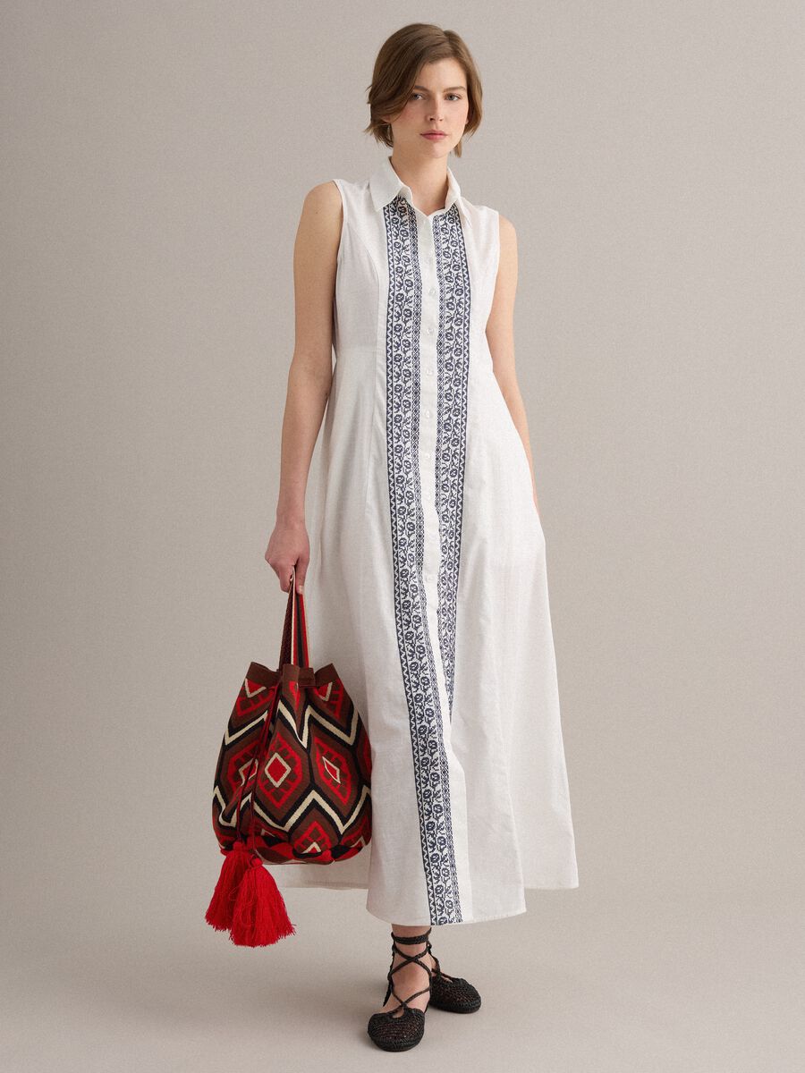 White pure cotton shirt dress_0