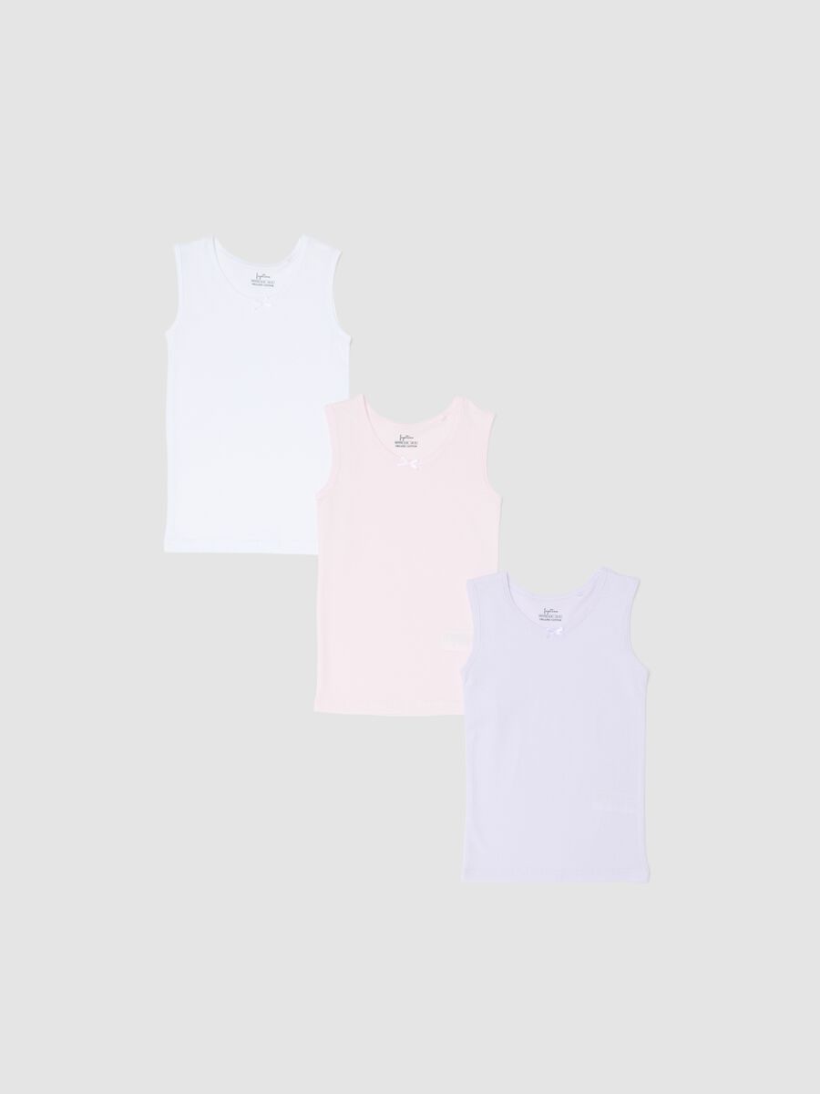 Set of three multicolour cotton vests for baby girls regular fit_0