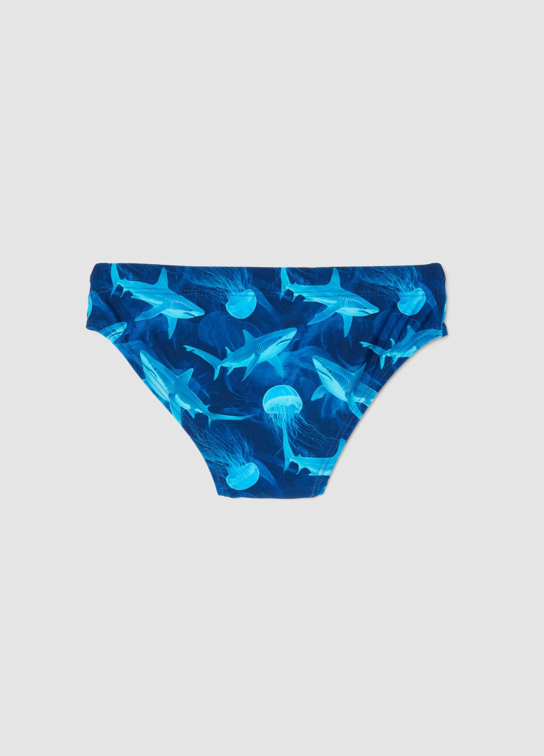 Blue stretch fabric swim briefs