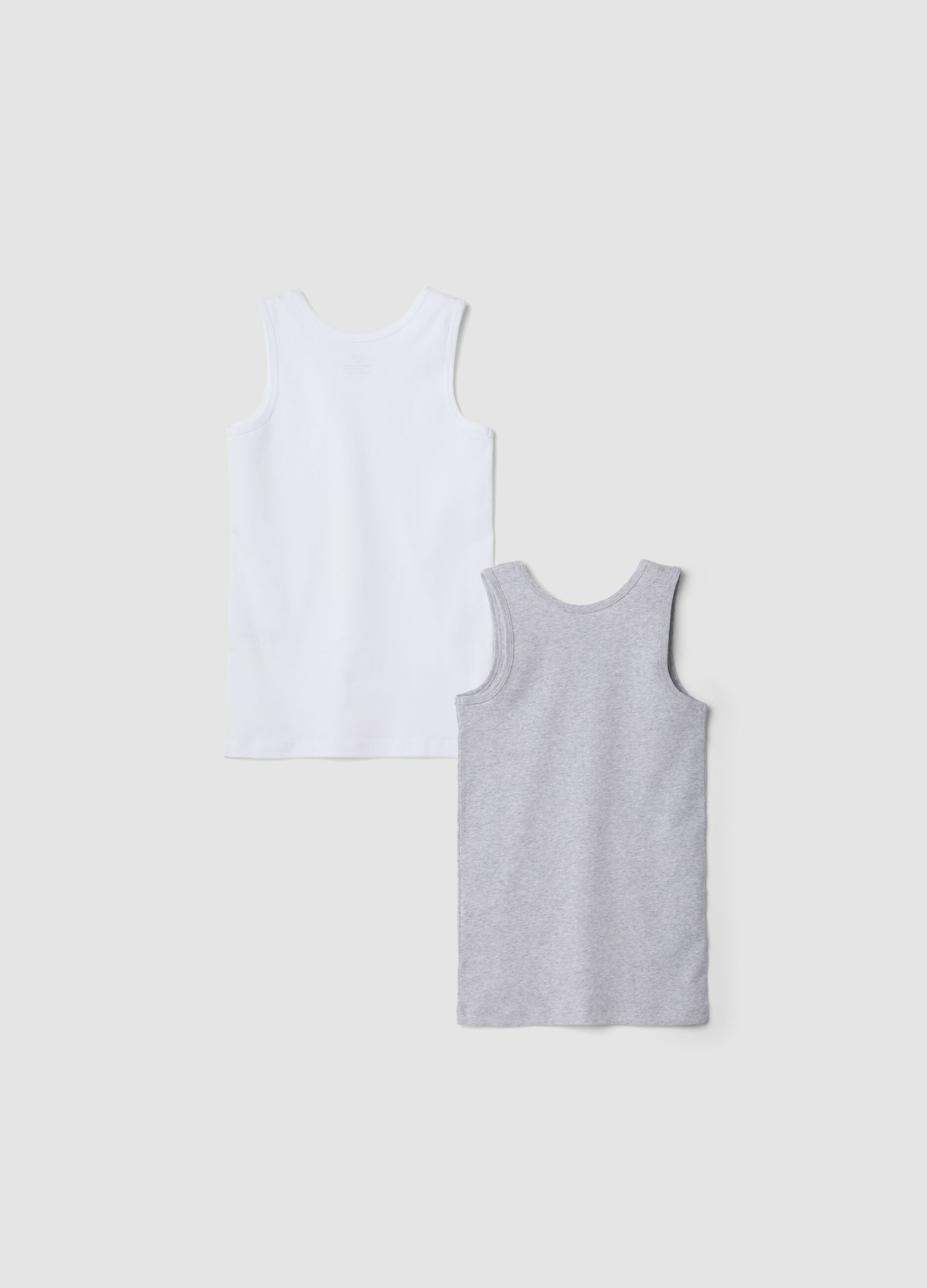 2-pack white and grey pure organic cotton crew-neck vests