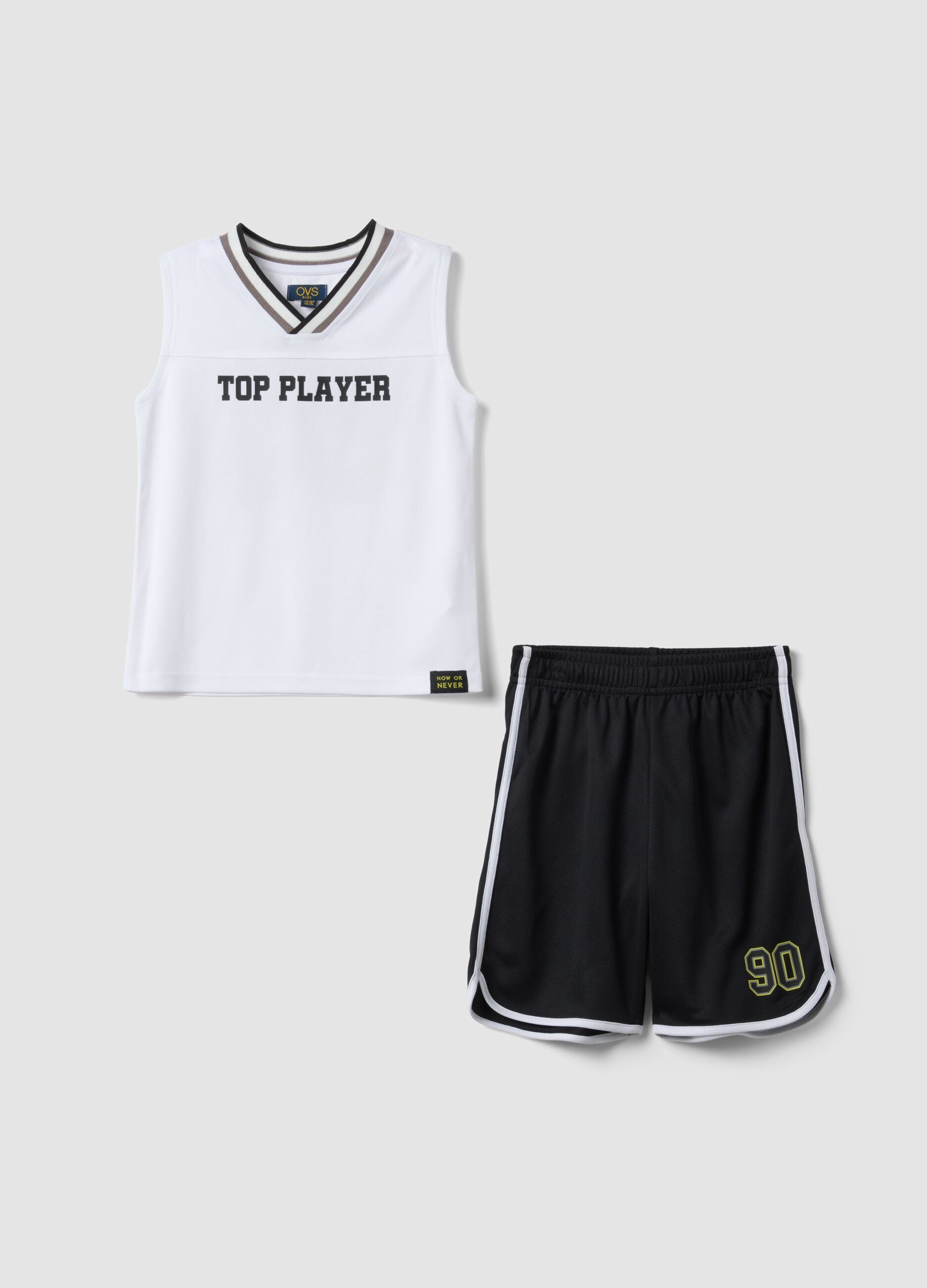White and blue vest and shorts set