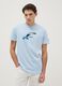 Blue pure cotton regular fit T-shirt with print_0