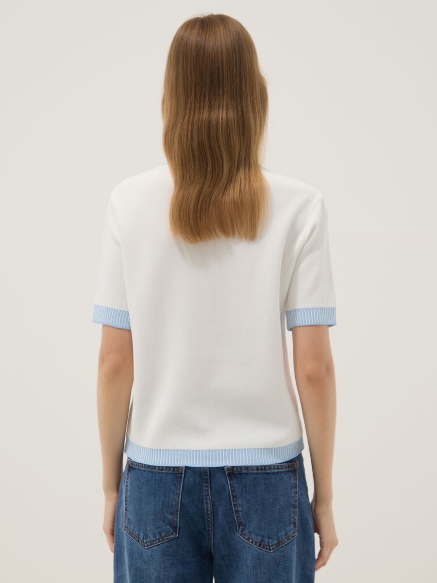 White viscose-blend T-shirt with contrast trims_3