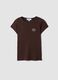 Brown pure cotton crew-neck T-shirt with slogan_0