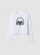 White pure organic cotton T-shirt with ribbed neckline for girls_3