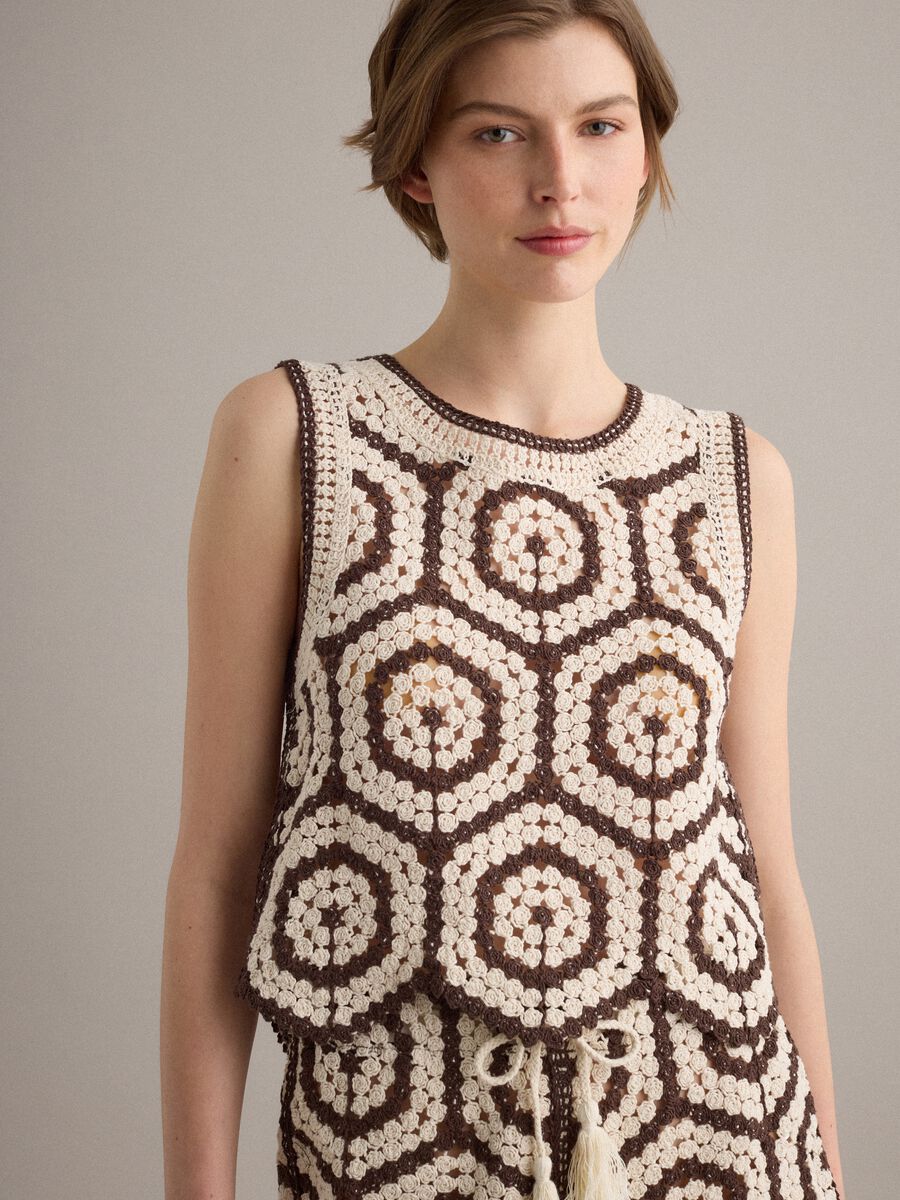 Top multicolor in crochet di misto cotone regular fit_0
