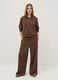 Brown modal blend regular fit hoodie with full zip_1