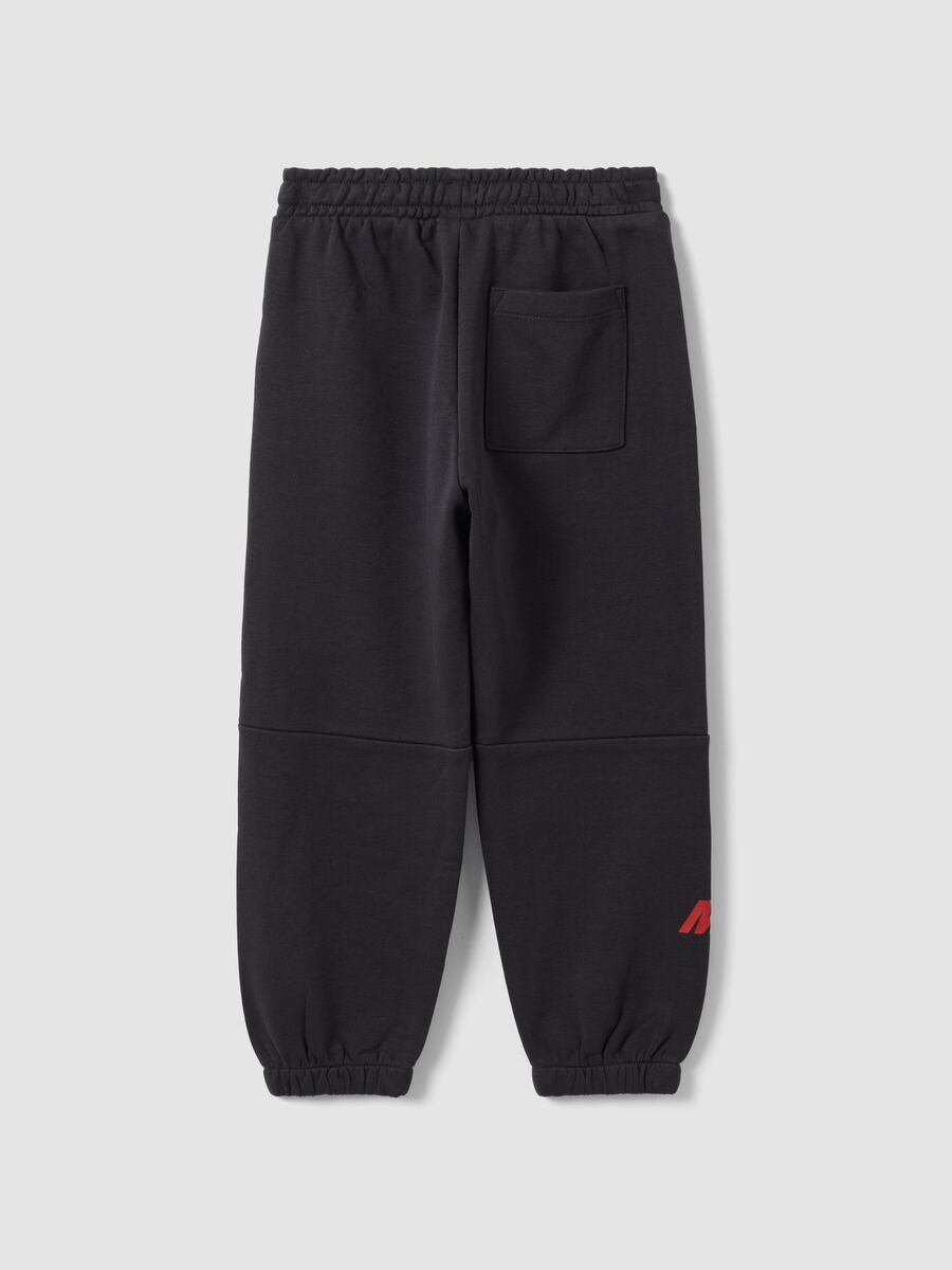 Black cotton-blend joggers with elasticated waist and Mickey print_1