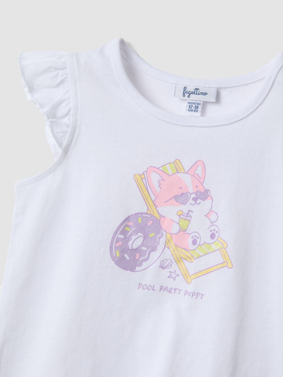 Bipack tank top multicolor in puro cotone da bimba con volant_3