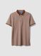 Brown pure cotton polo with classic collar_4