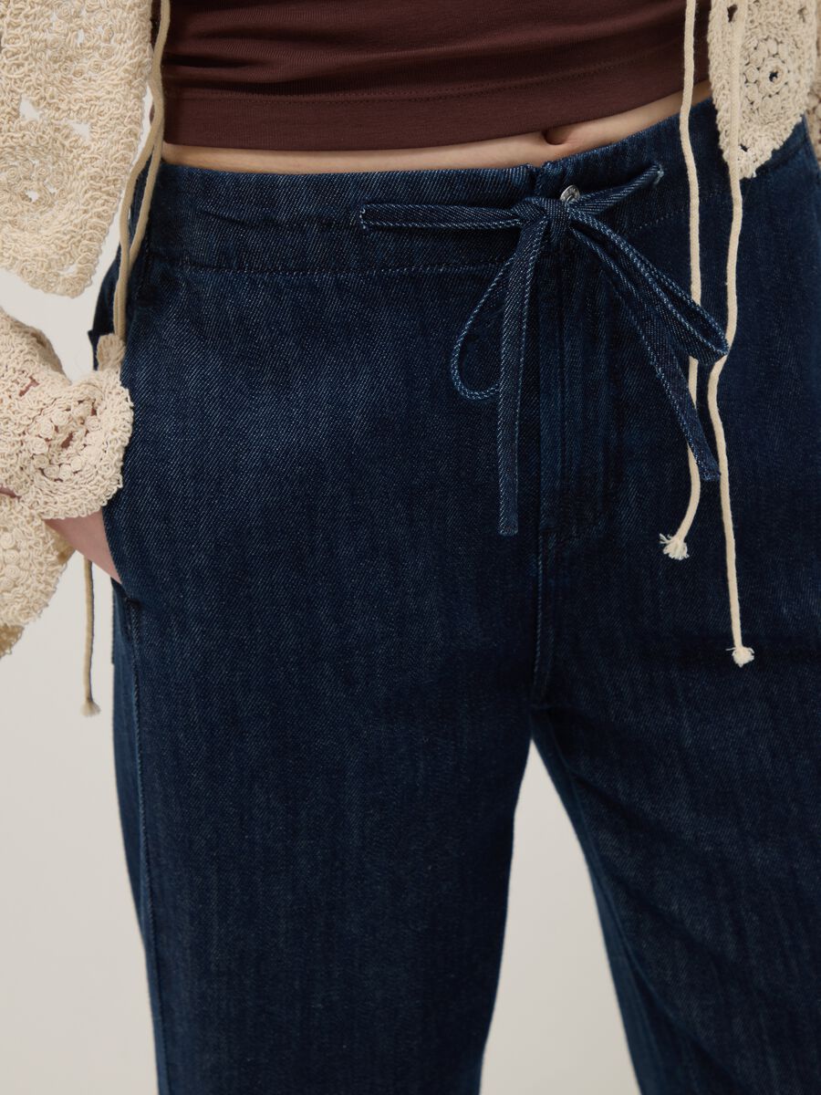 Jeans jogger in puro cotone denim blu relaxed fit_3