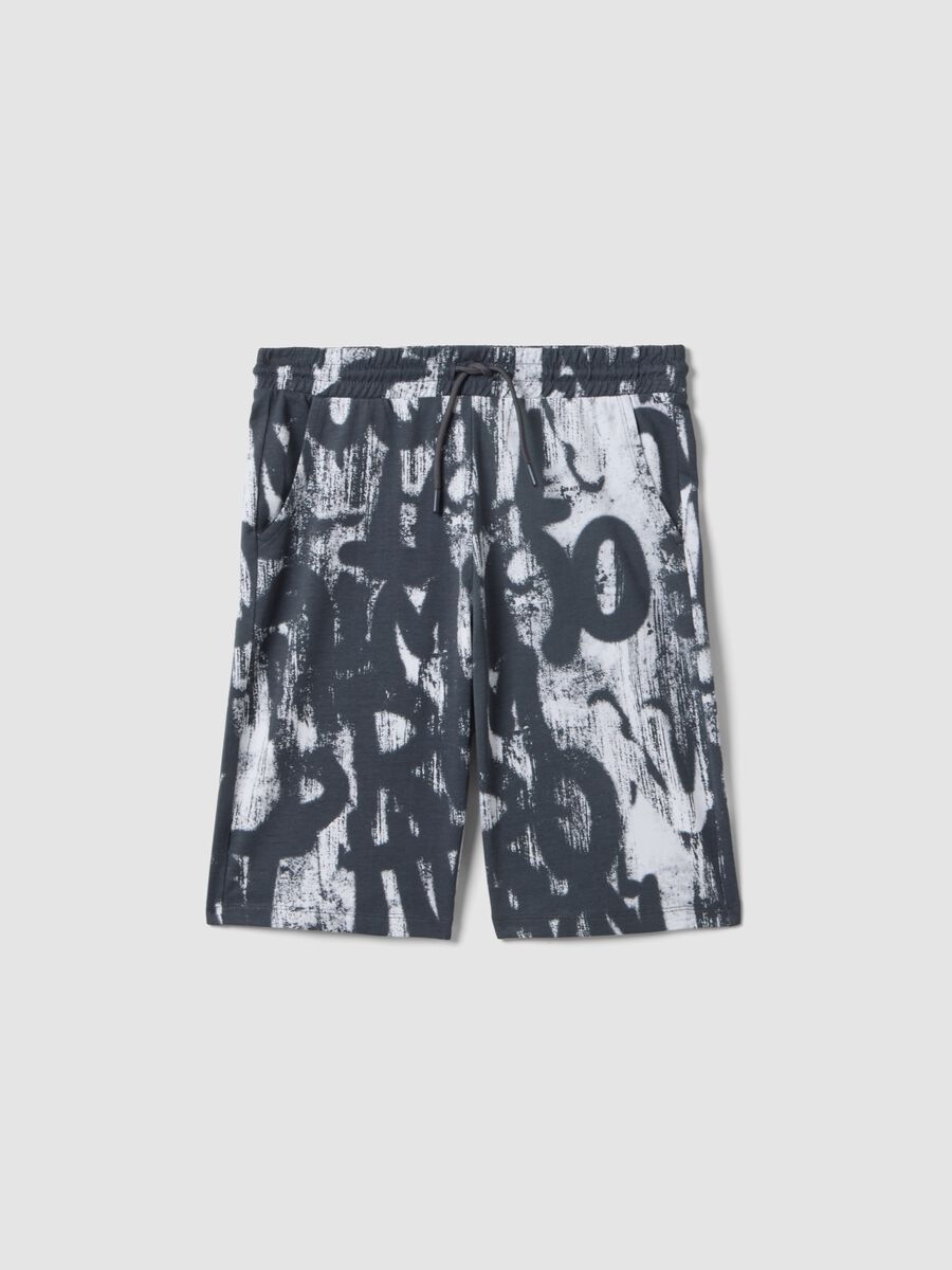Shorts in puro cotone con stampa multicolor da ragazzo regular fit_3