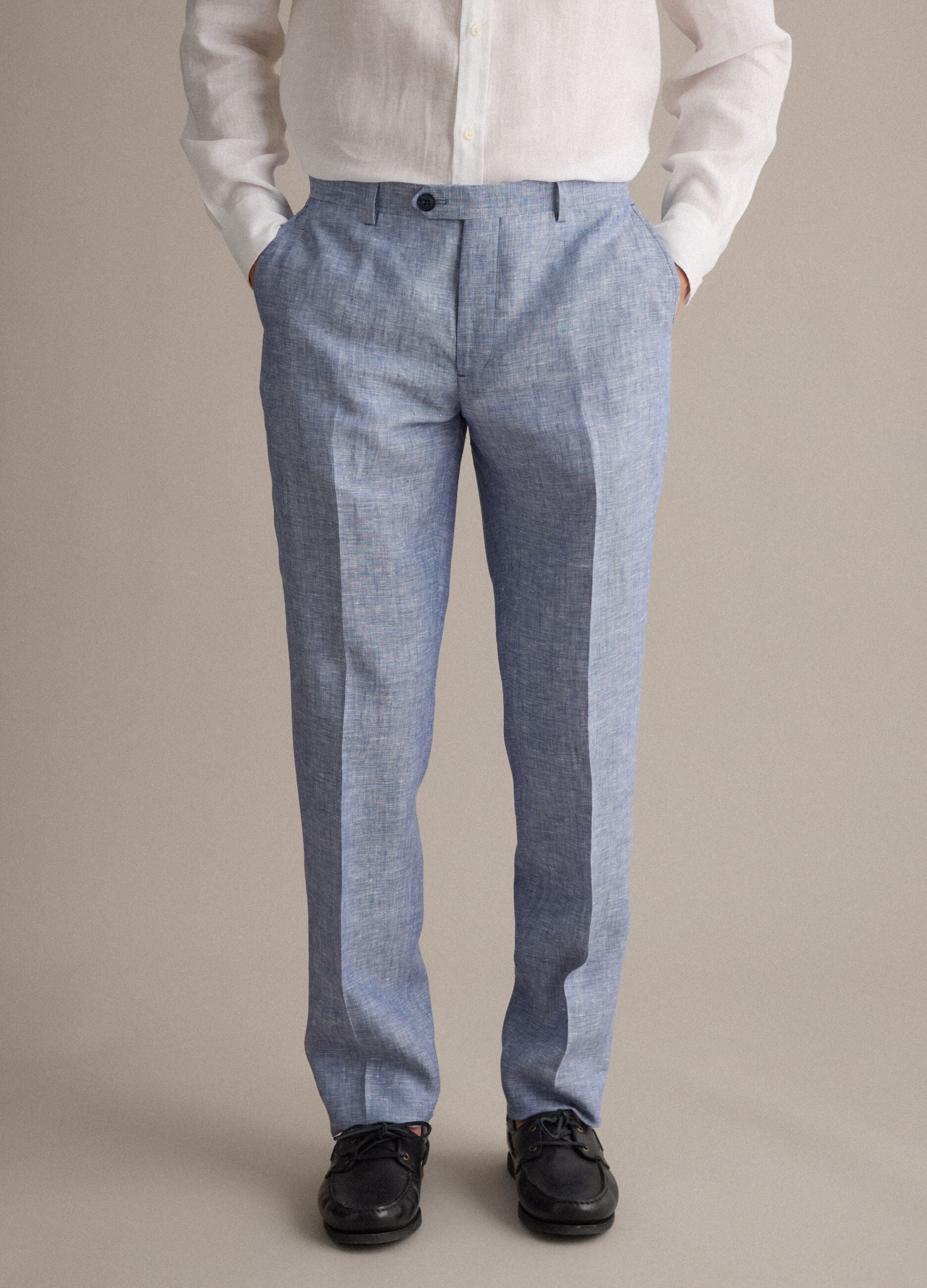Light Blue Pure Linen Trousers