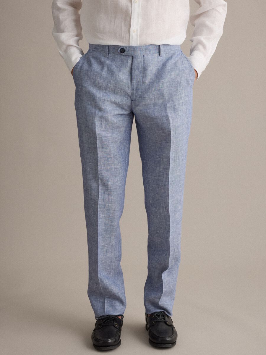Light Blue Pure Linen Trousers_1