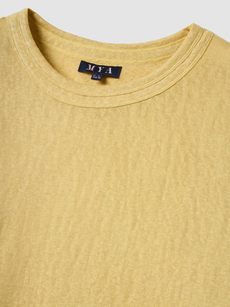 Yellow regular-fit short-sleeve viscose-blend T-shirt_5