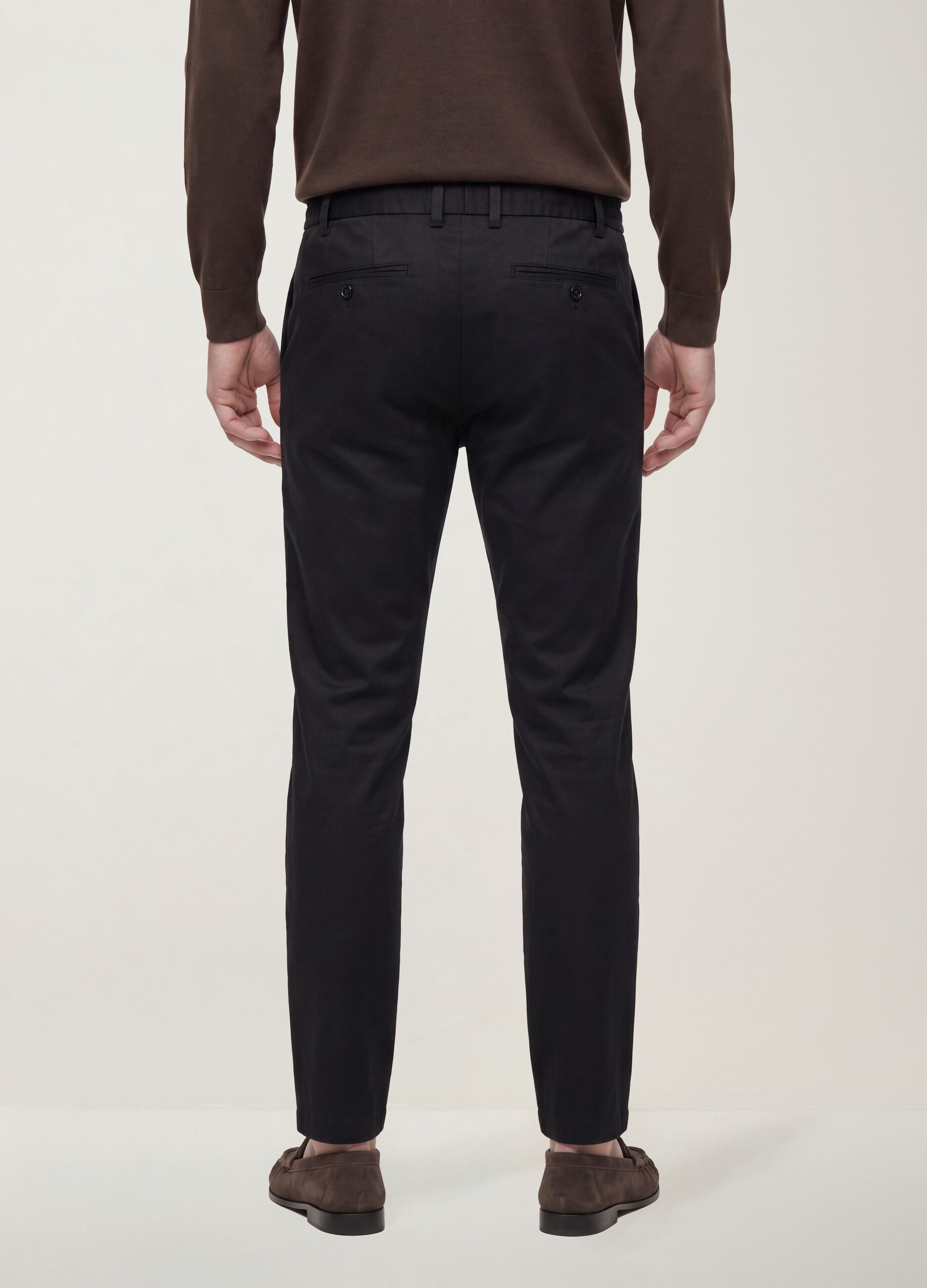 Black slim-fit chino trousers in lyocell and stretch cotton