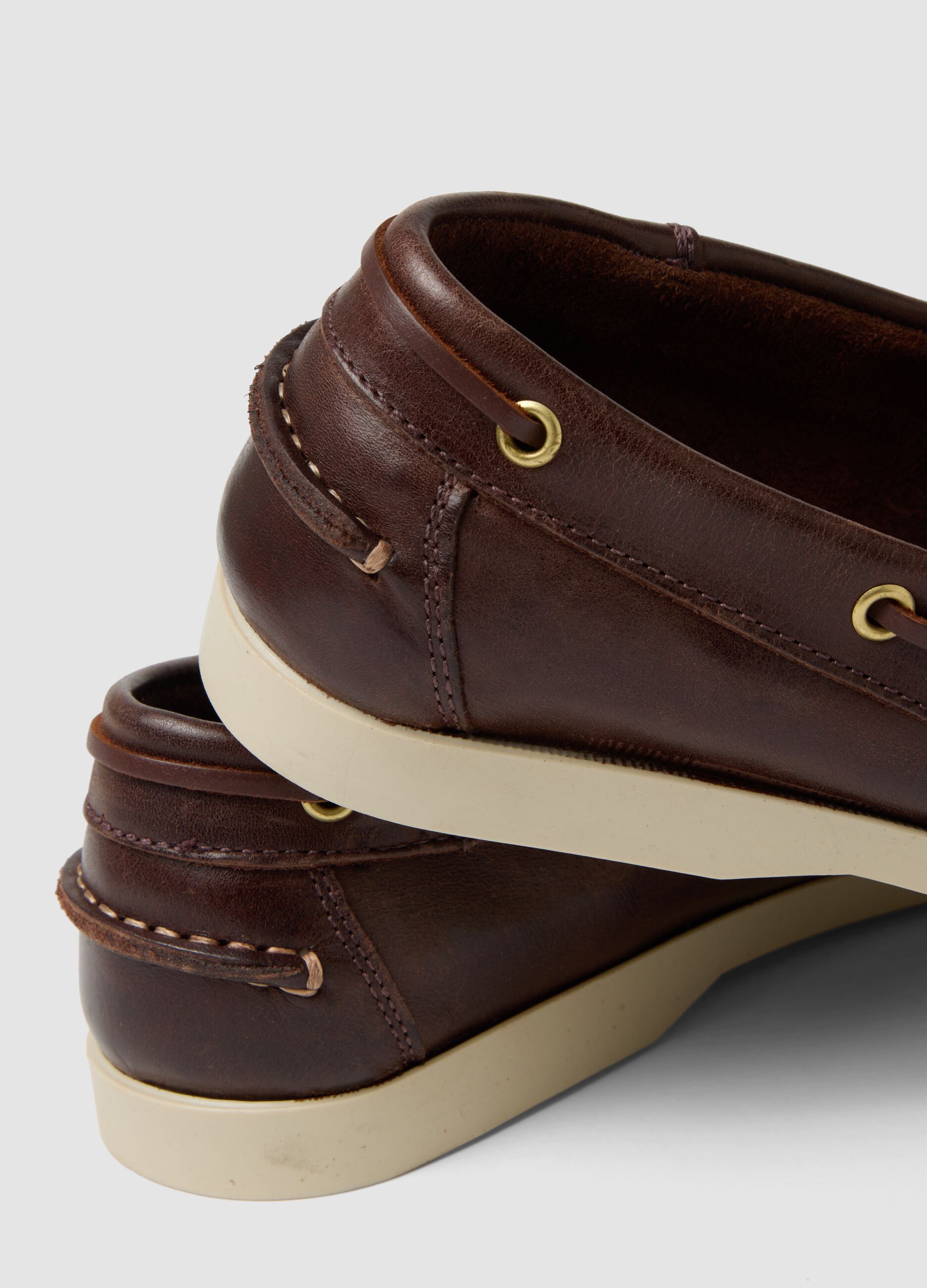 Brown leather boat shoes