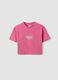 Pink pure cotton T-shirt with appliqu&eacute; stars, regular fit for girls_0