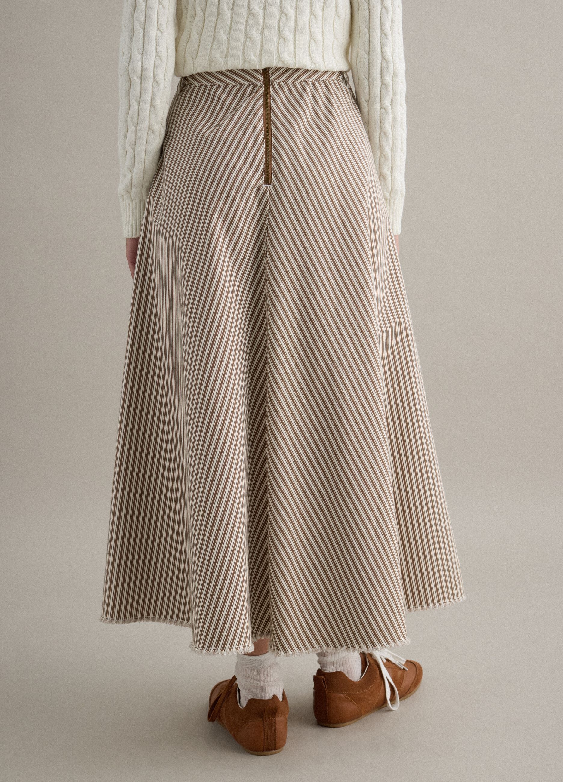 High-waisted skirt in pure cotton with multicolour stripes