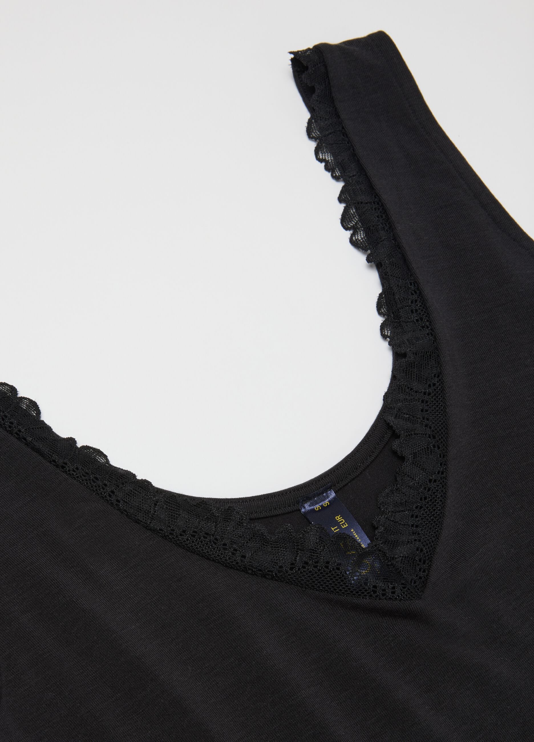 Black regular fit vest with lace