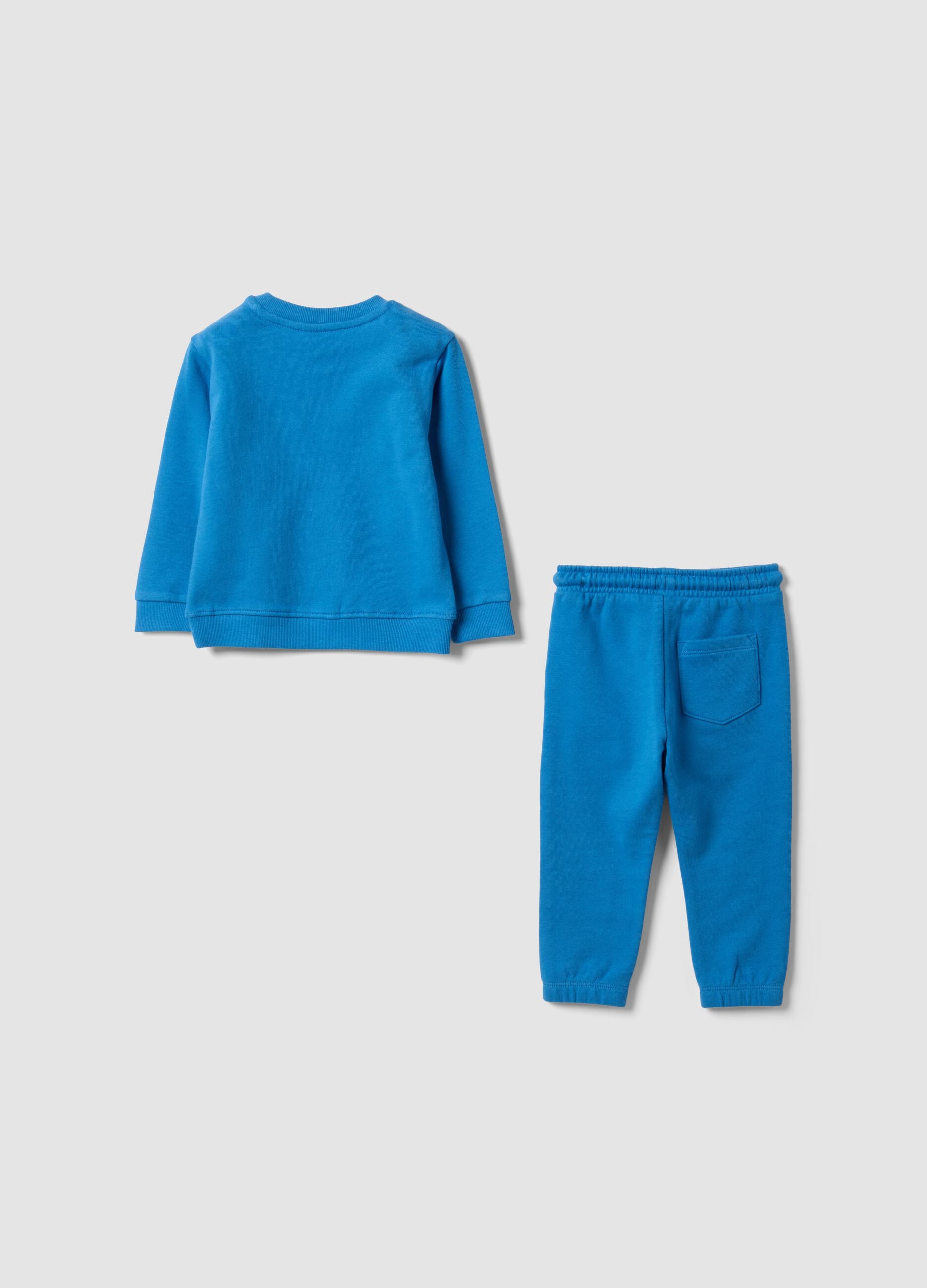 Blue pure cotton crew-neck tracksuit set for boys