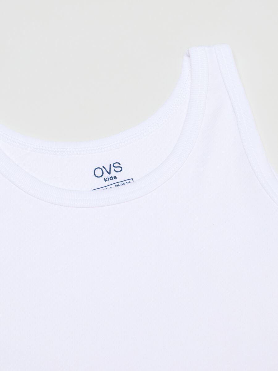 Pack of white sleeveless children's t-shirts in pure cotton regular fit_3