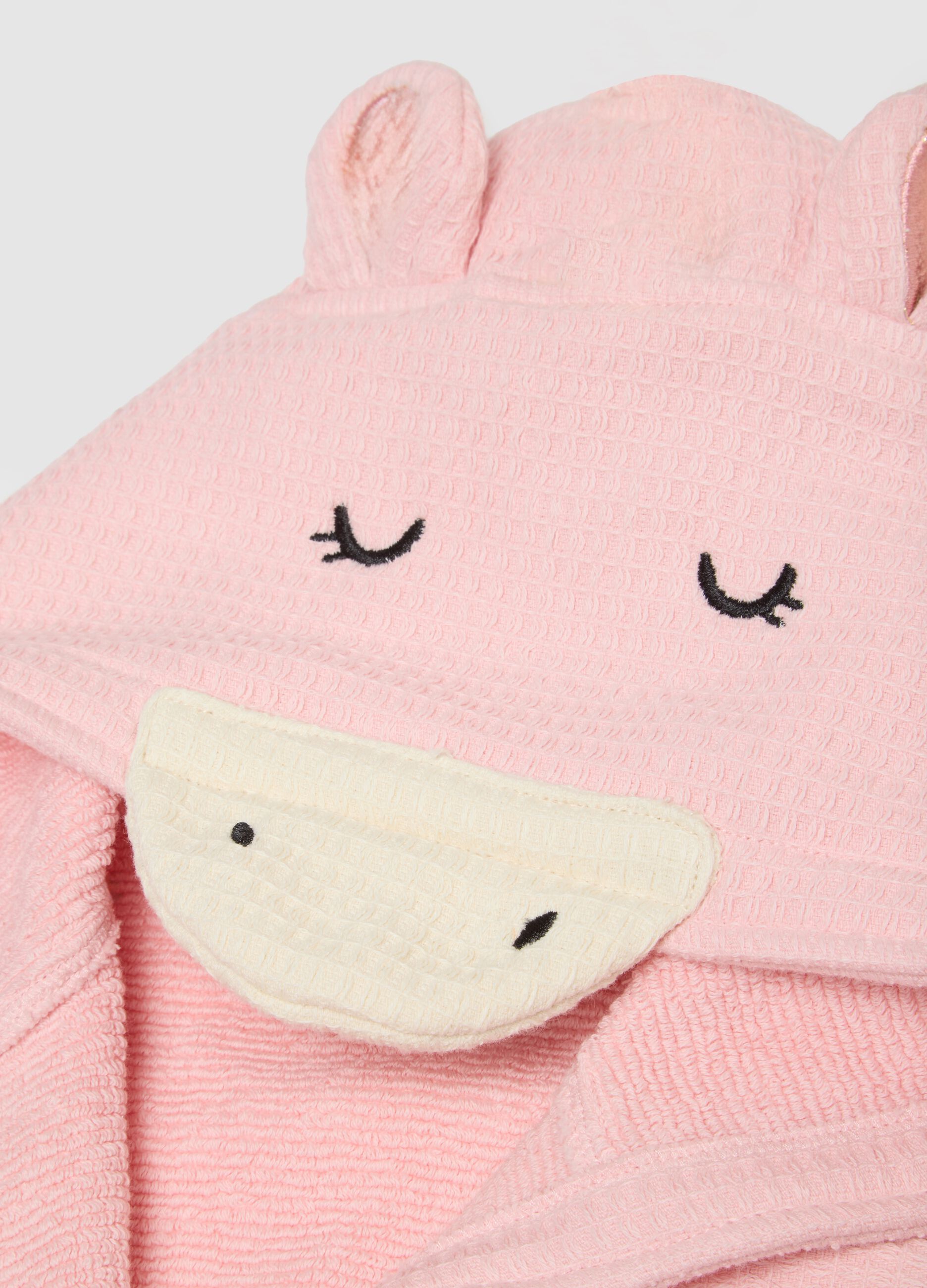 Pink pure cotton baby girls&rsquo; cow bathrobe
