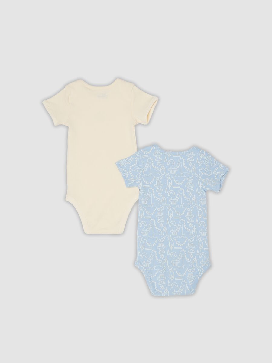 Bipack di body azzurri e beige in cotone organico per neonato e bimbo_1