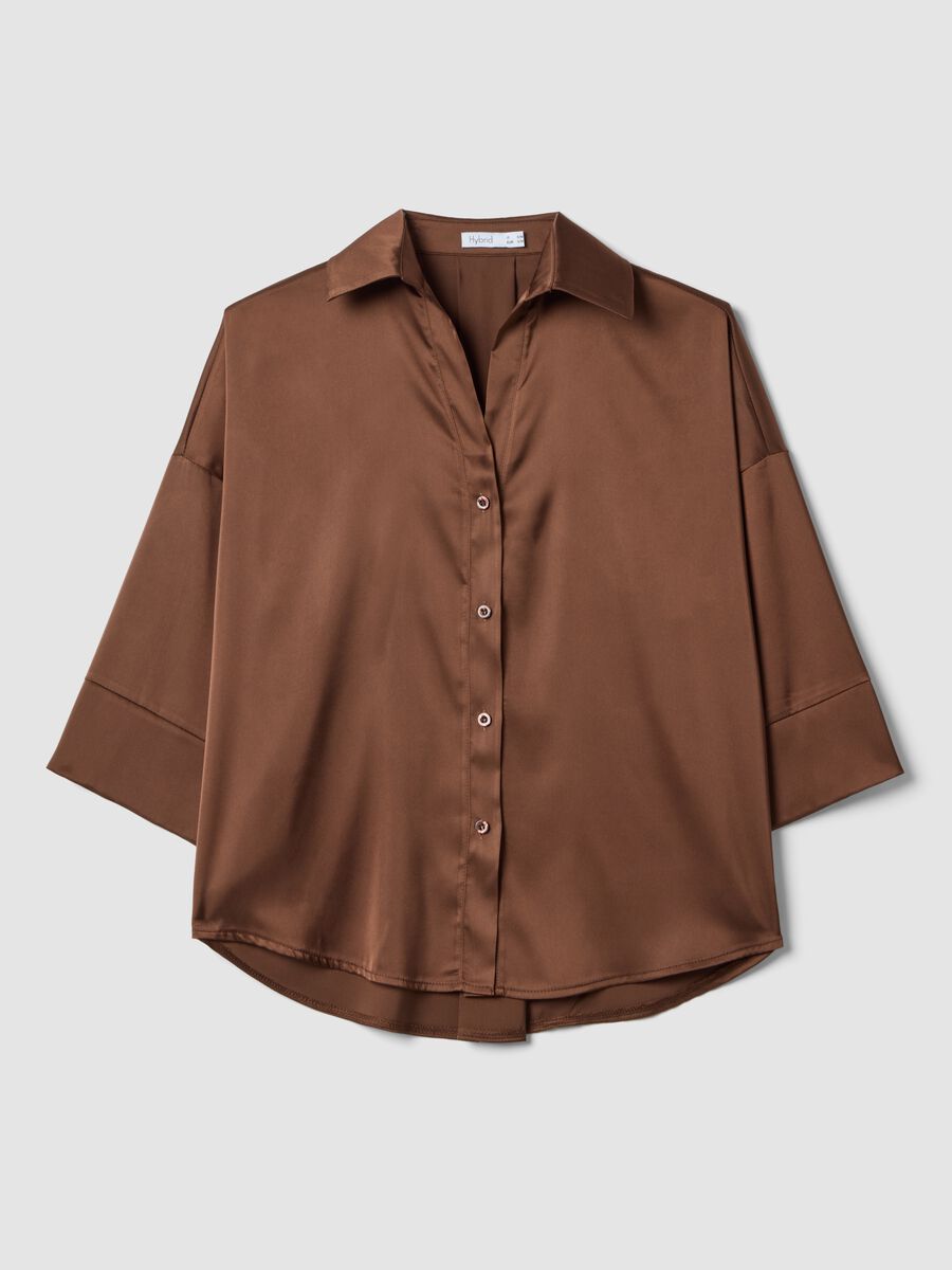 Brown Satin Regular Fit Blouse_4