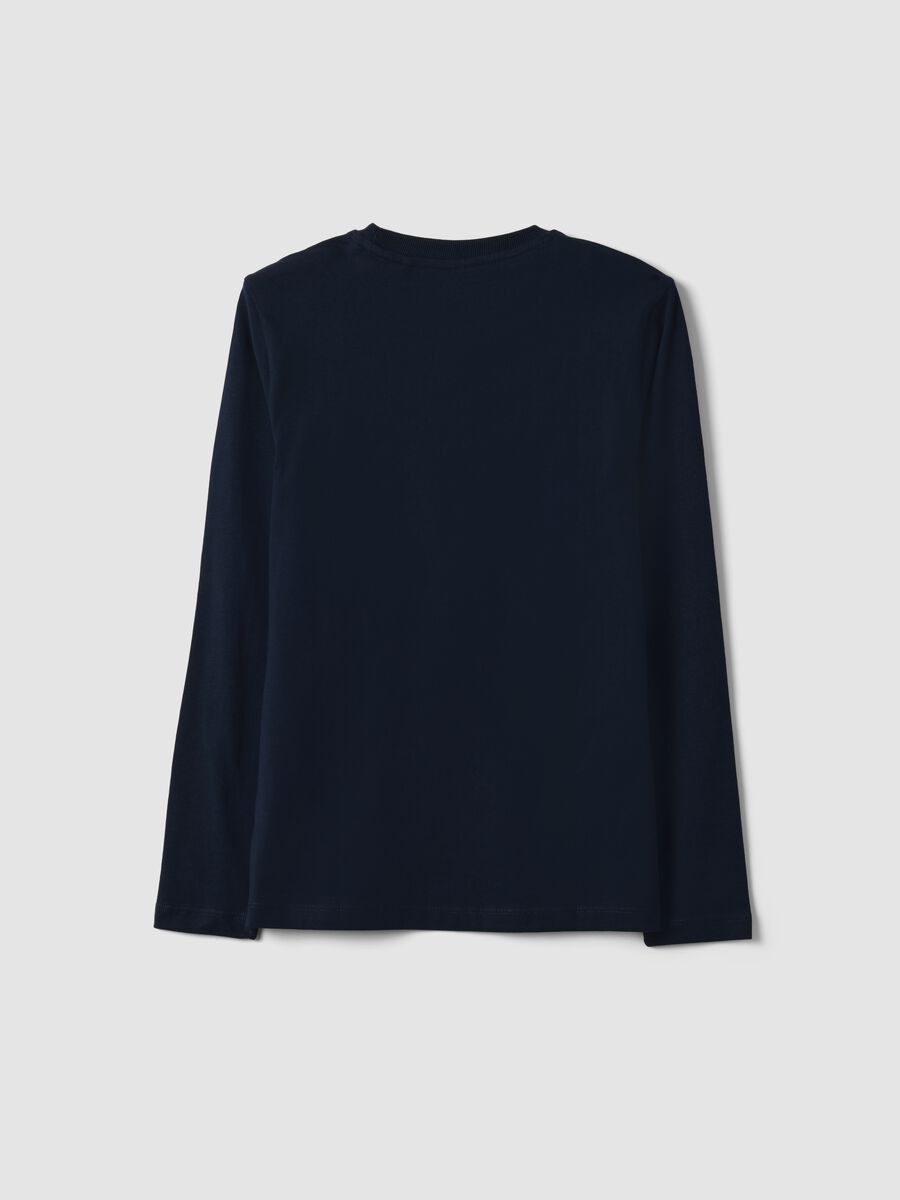 T-shirt blu a maniche lunghe in puro cotone organico regular fit per ragazzo_1