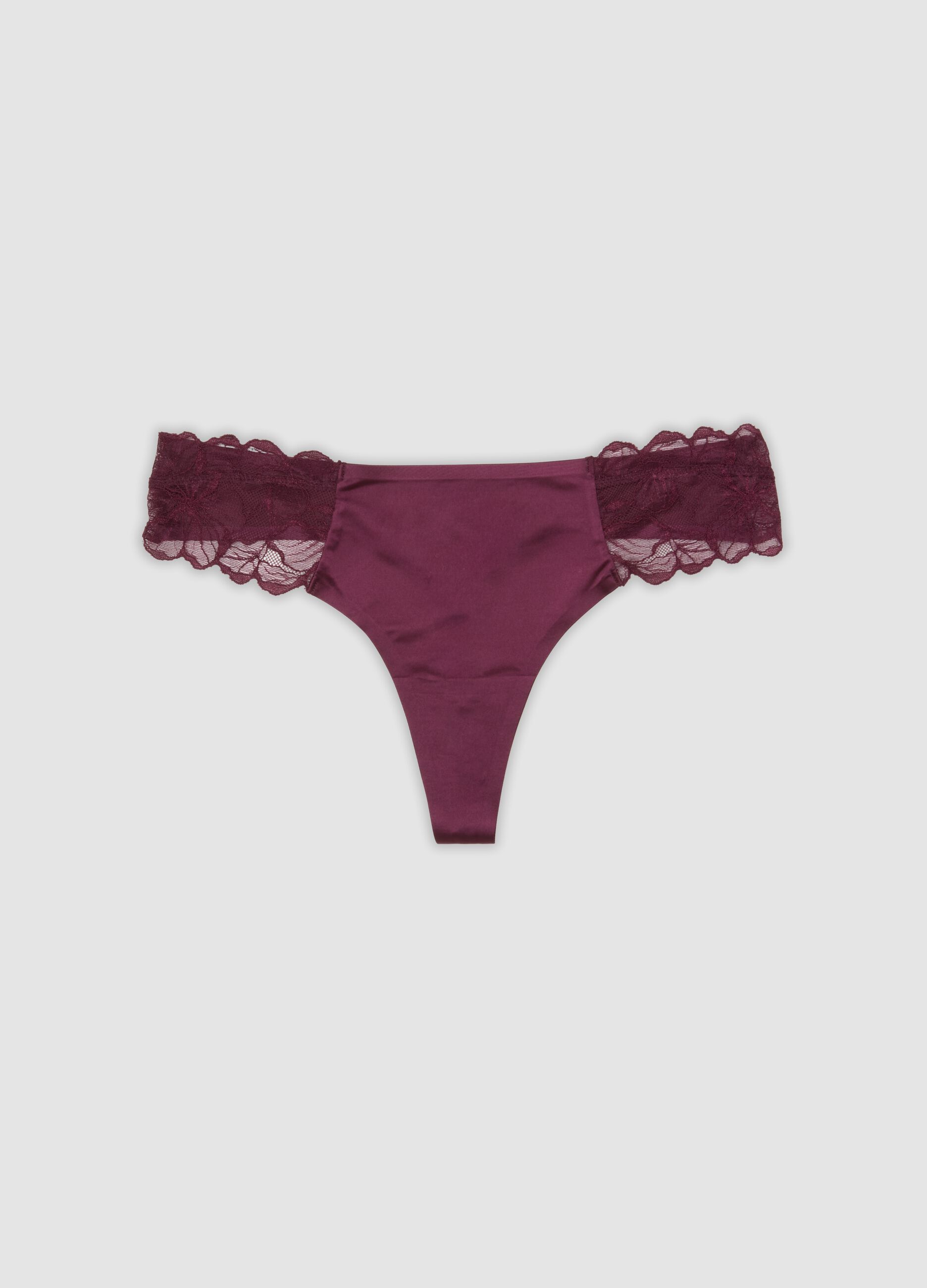 Purple Brazilian briefs in stretch microfibre with lace