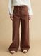Brown striped wide-leg trousers in pure cotton_1