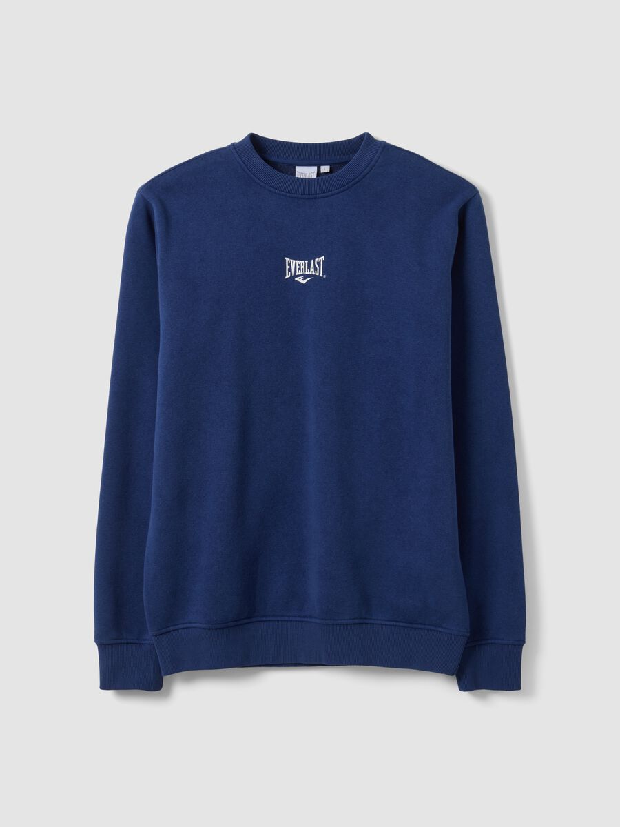 Blue cotton-blend crew-neck sweatshirt with logo_4