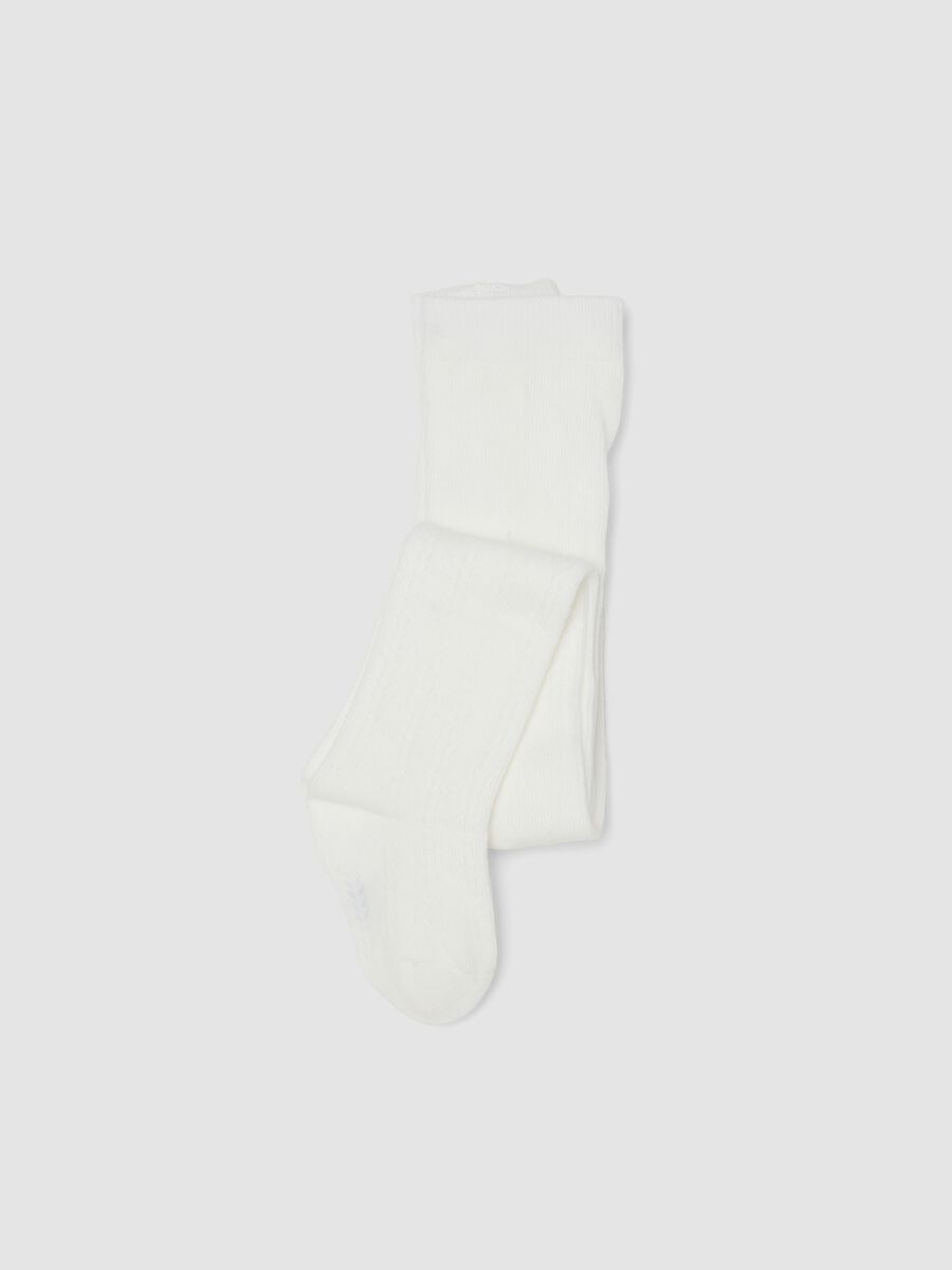 White organic stretch cotton tights_0