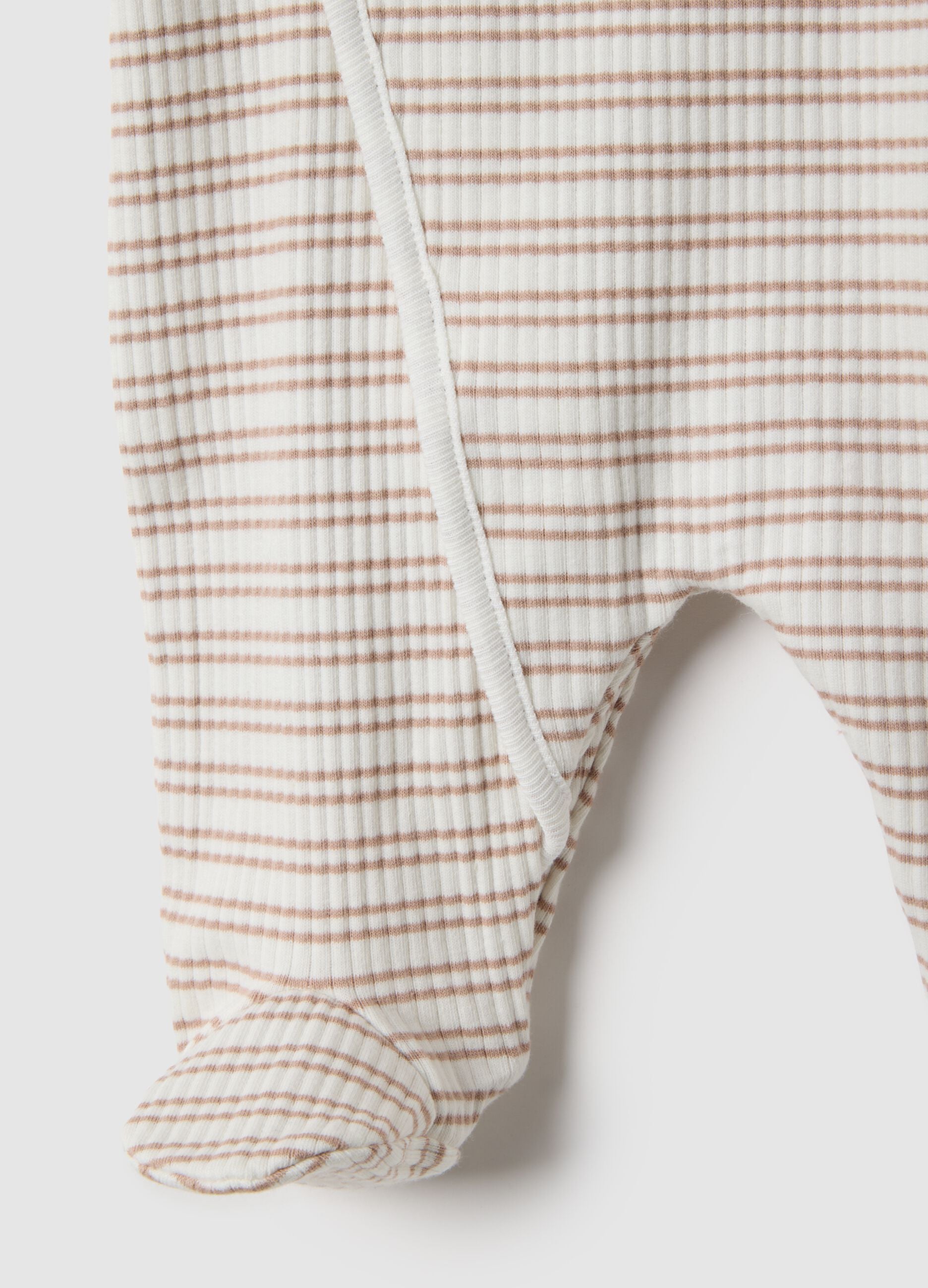 Newborn Multi-coloured Striped Stretch Cotton Sleepsuit